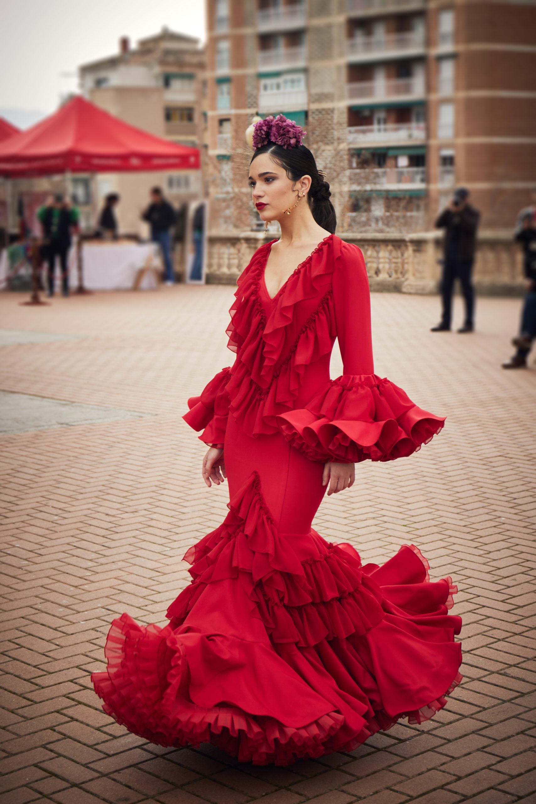 falda flamenca burdeos - faldas de sevillanas 2023